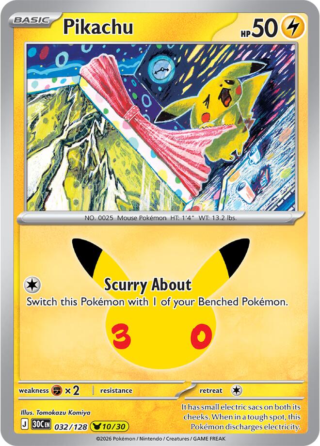Pikachu - 032/128 - 30th Celebration
