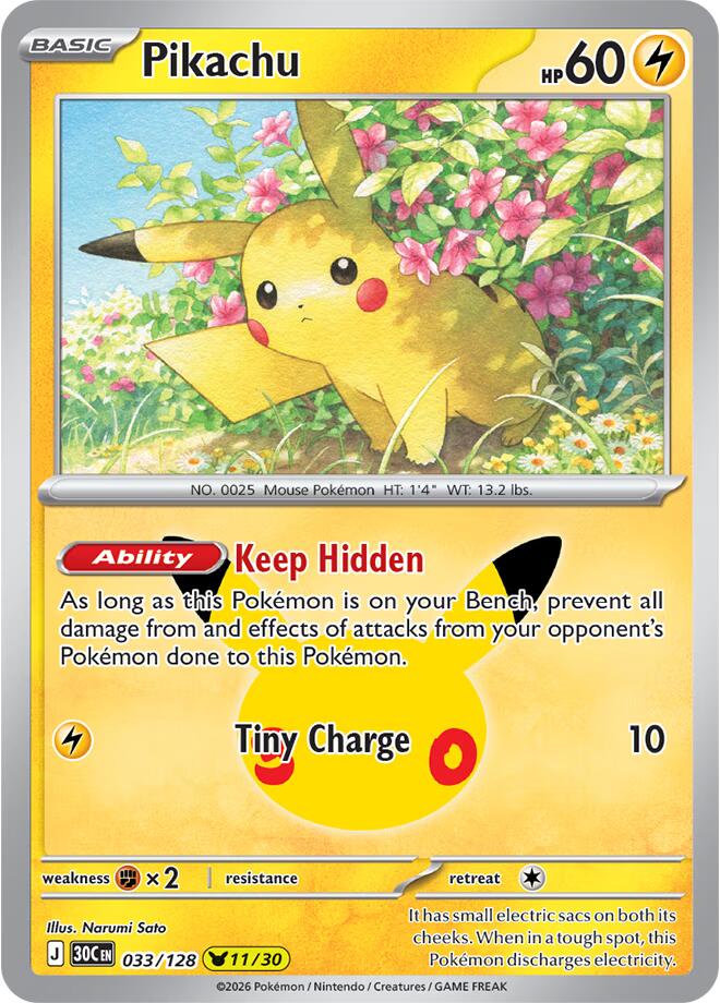 Pikachu - 033/128 - 30th Celebration