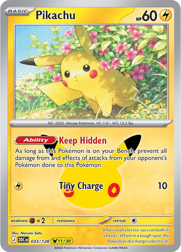 Pikachu - 033/128 - 30th Celebration