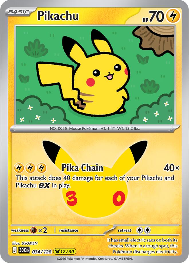 Pikachu - 034/128 - 30th Celebration