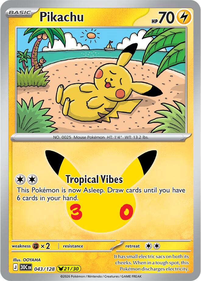 Pikachu - 043/128 - 30th Celebration
