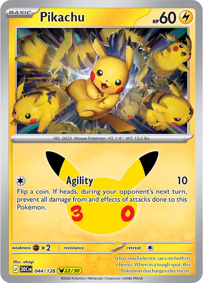 Pikachu - 044/128 - 30th Celebration