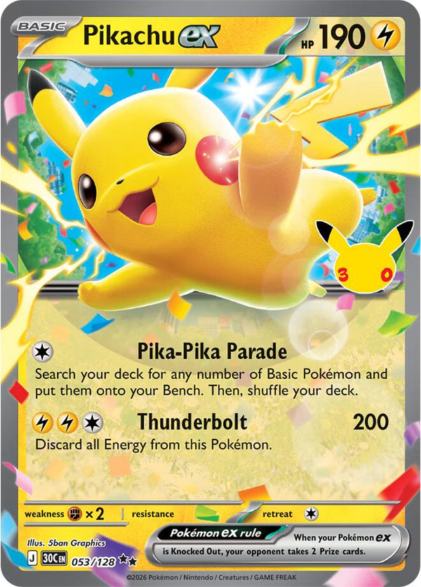 Pikachu ex - 053/128 - 30th Celebration