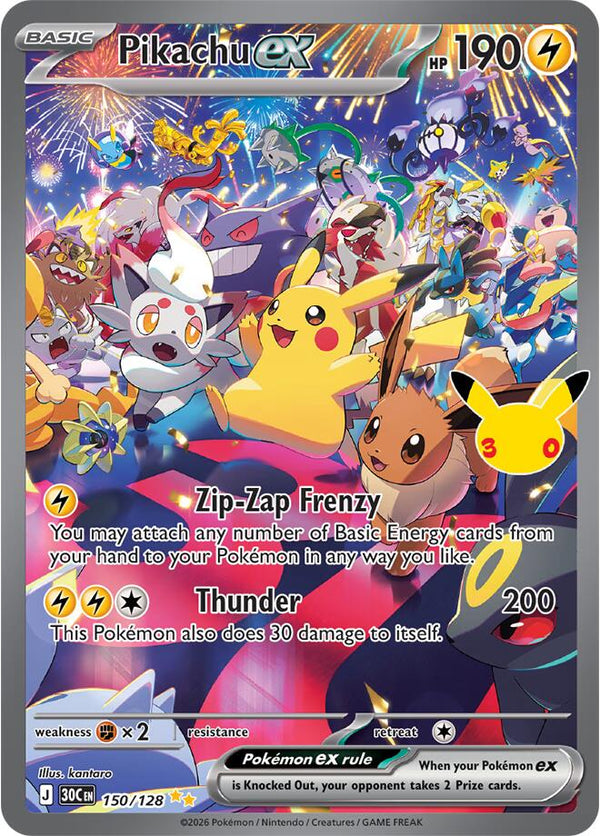 Pikachu ex - 150/128 - 30th Celebration