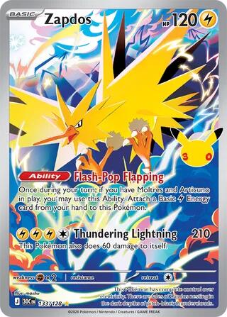 Zapdos - 133/128 - 30th Celebration