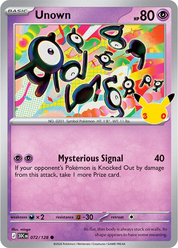 Unown - 072/128 - 30th Celebration